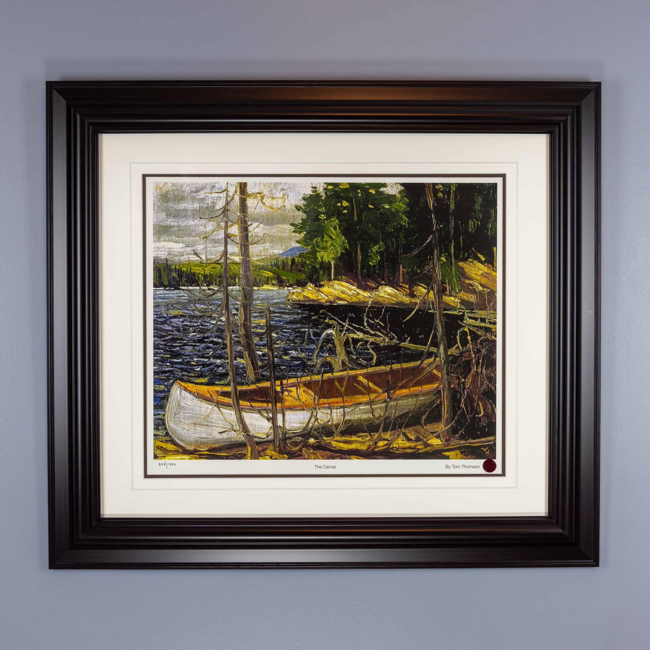 The Canoe - Tom Thomson 34x30 Espresso frame $165